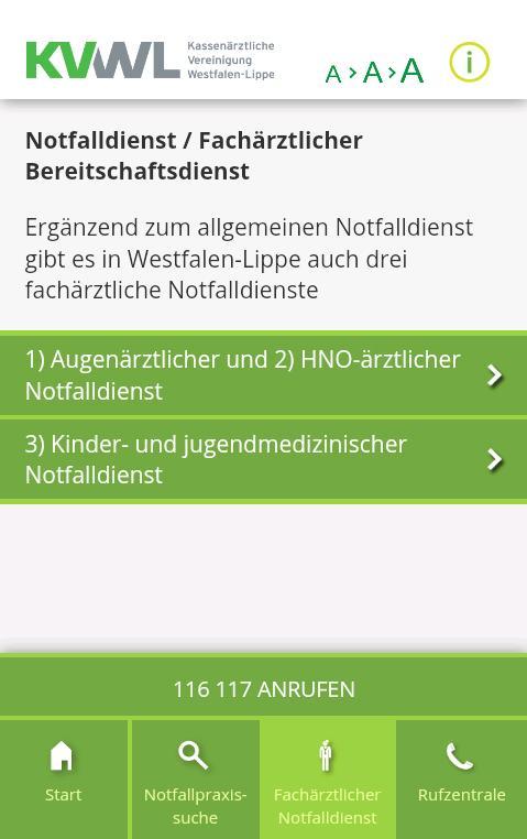 Ärztlicher Notdienst KVWL截图3