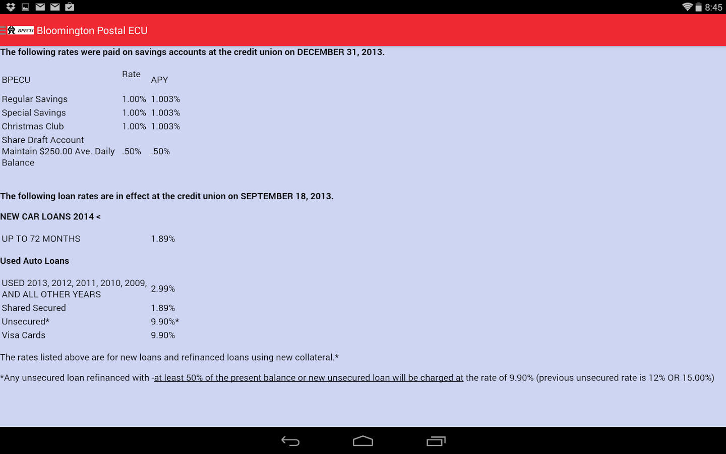 Bloomington Postal ECU App截图2