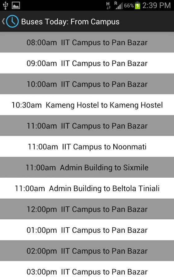 IIT Guwahati Bus Timing截图3