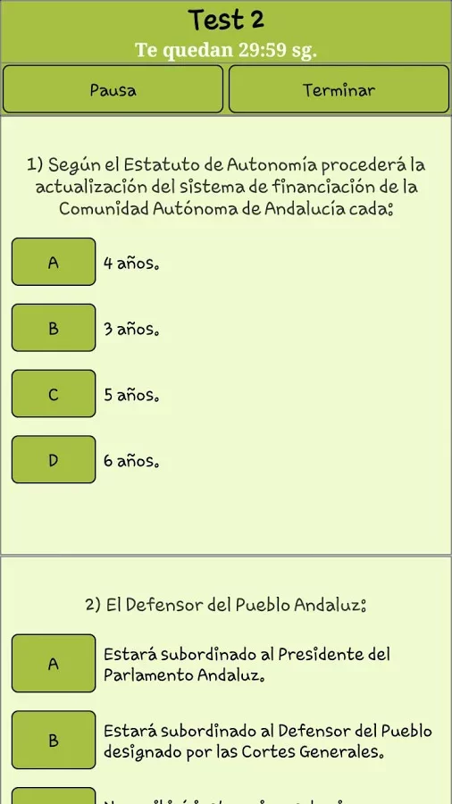 TestOpos Estatuto de Andalucía截图5