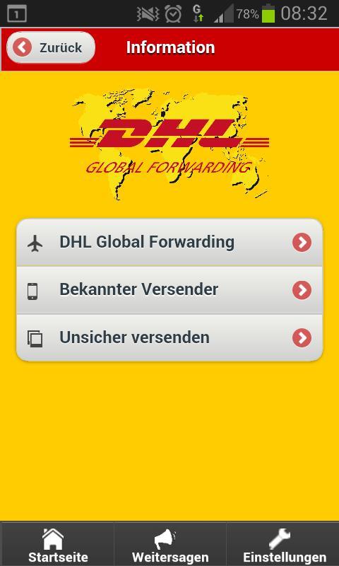 DHL Bekannter Versender截图2