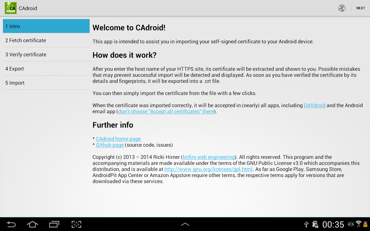 CAdroid – Import Certificates截图1