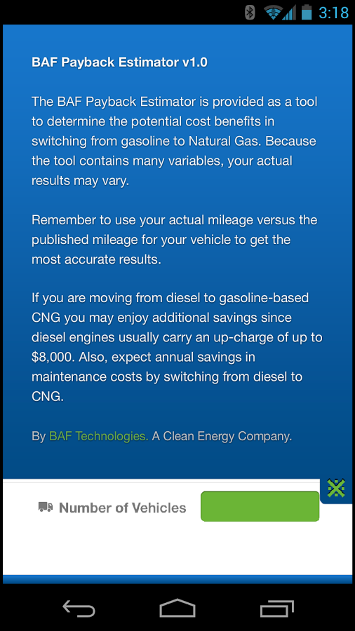 BAF CNG Payback Estimator截图3