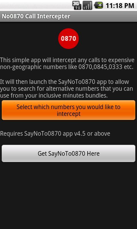 Say No To 0870 Call Intercept截图3