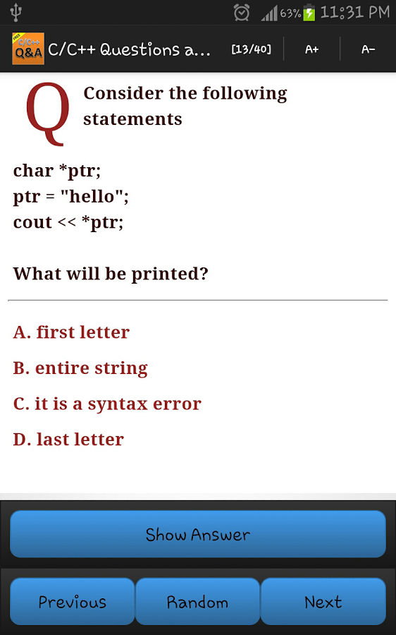 C/C++ Questions and Answers截图5