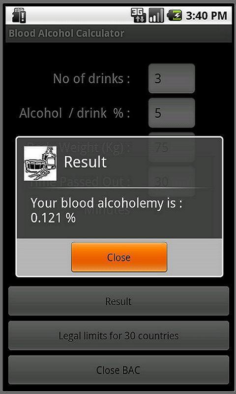 Alcohol Test Calculator截图2