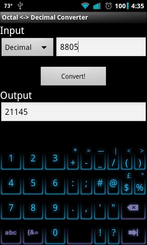 Octal &lt;-&gt; Decimal Converter截图2