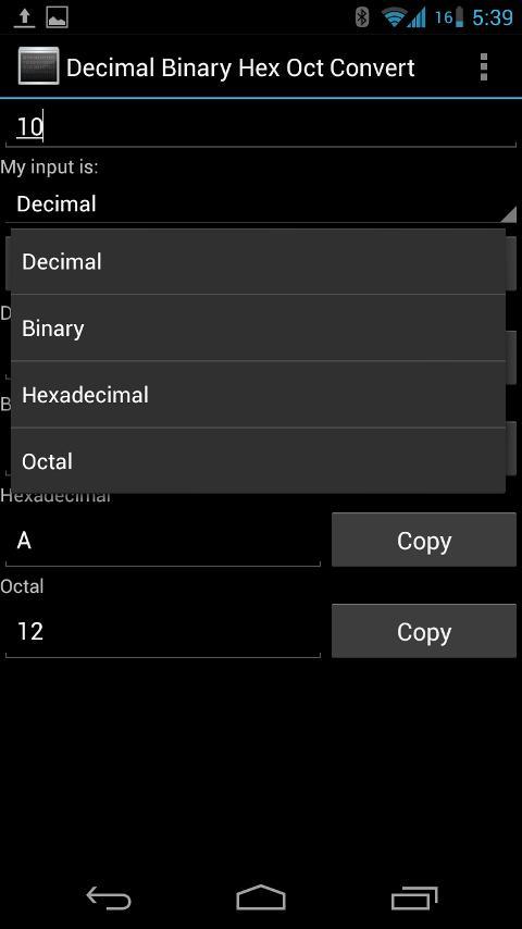 Decimal Binary Hex Oct Convert截图2