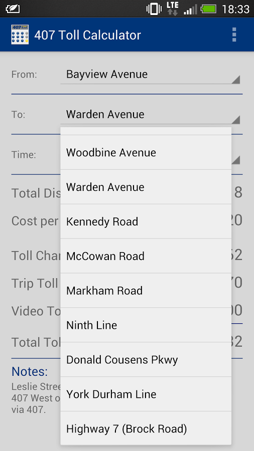 407 Toll Calculator截图3
