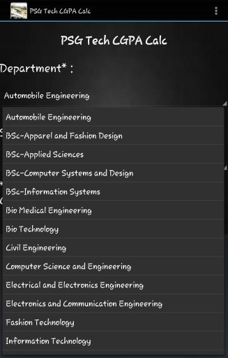 PSG Tech CGPA Calculator截图2