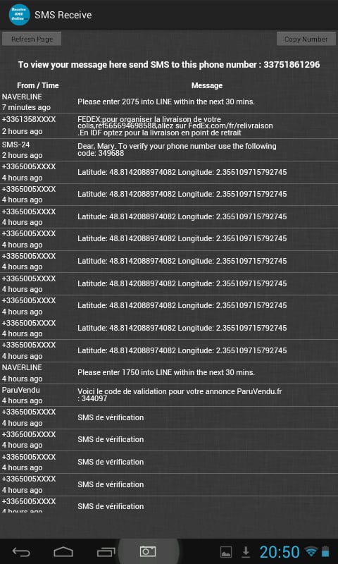 SMS Receive截图3