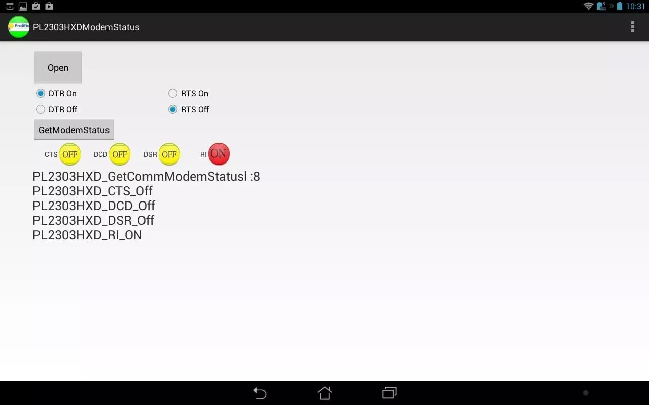 Prolific PL2303 Modem Status截图2