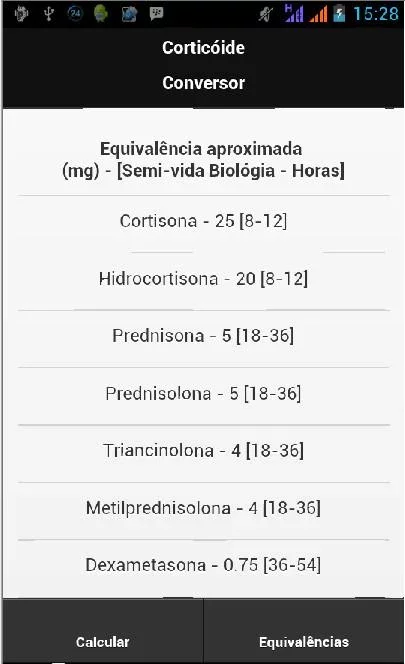 Corticóide Calculadora截图2