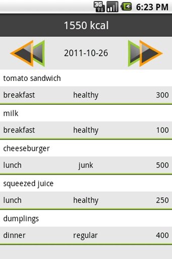 Reste Calorie Diary截图3