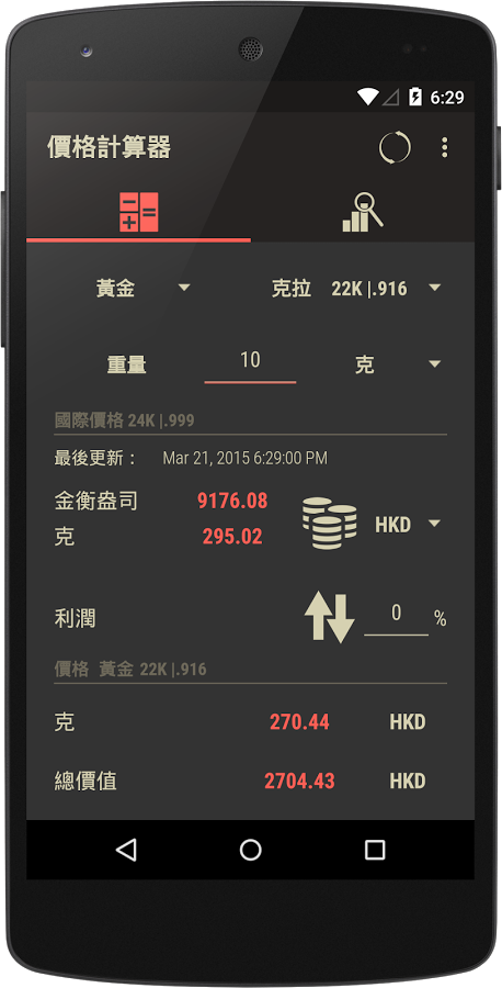 GoldCalc: 白銀，白金和黃金價格截图7