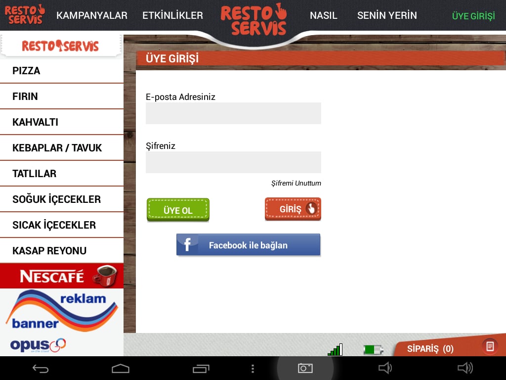 Restoservis Tablet Men&uuml;截图2