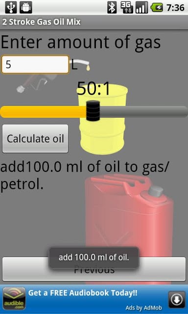 2 Stroke Gas Oil Mix Calc截图1