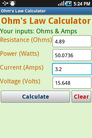 Ohm's Law Calculator截图2