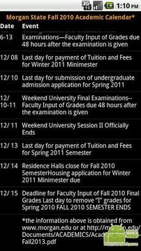 密歇根州立大学2010年秋季教学日历截图