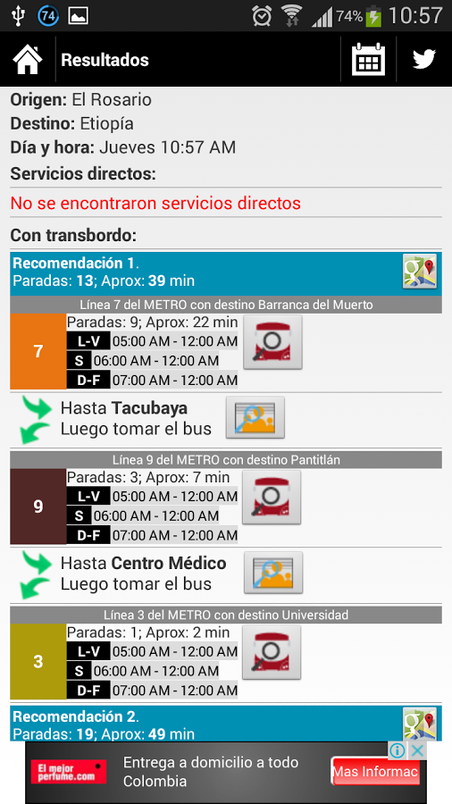 Rutas Metro y Metrobús DF截图5