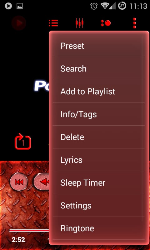 Poweramp Skin Red Metal截图8