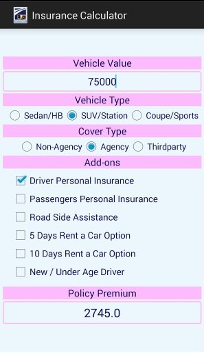 Insurance Calculator Auto截图6