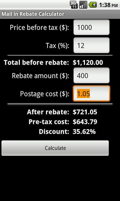 Mail in Rebate Calculator截图2