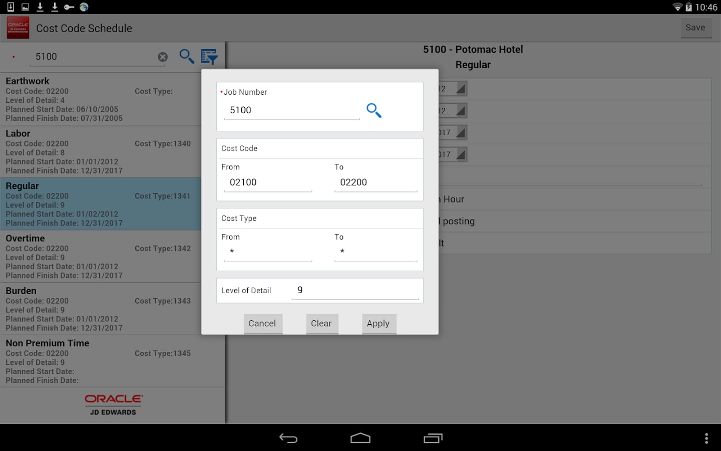 Cost Code Schedule - JDE...截图2