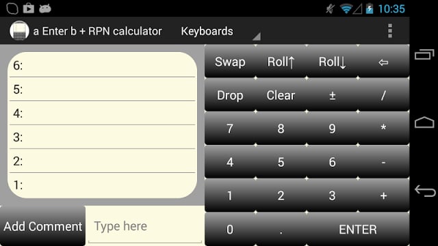 a Enter b RPN Calculator截图2