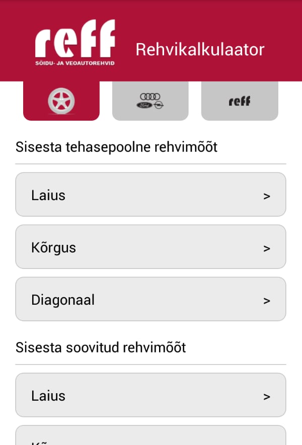 Reff.ee rehvikalkulaator截图5