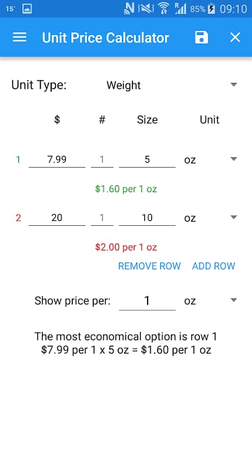 Unit Price Calculator截图1