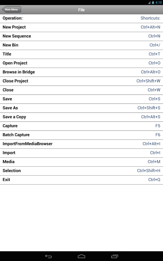 Shortcuts for Premiere P...截图1