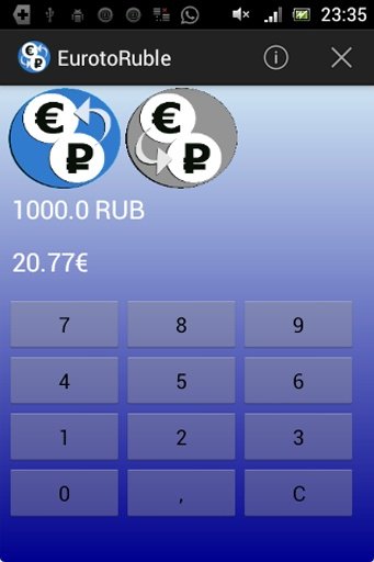 Ruble Euro currency converter截图2