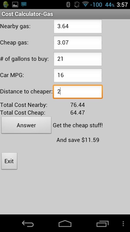 Cost Calculator-Gas截图2