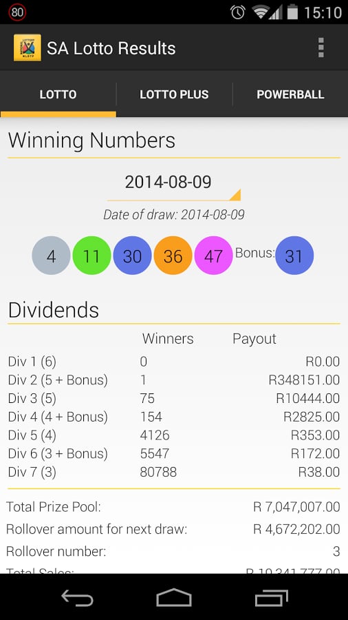 SA Lotto Results截图3