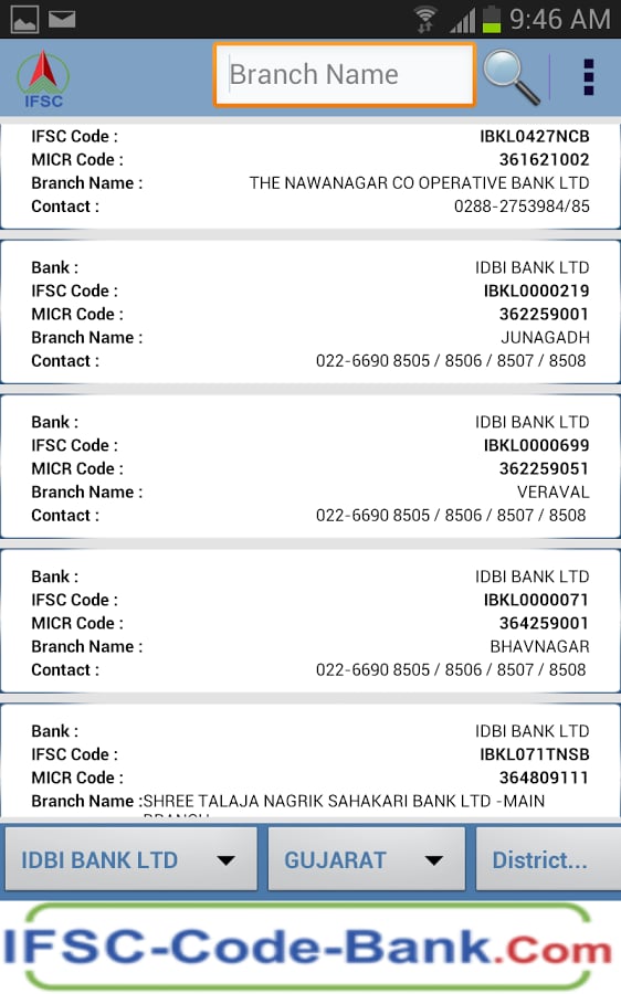 IFSC and MICR codes截图2