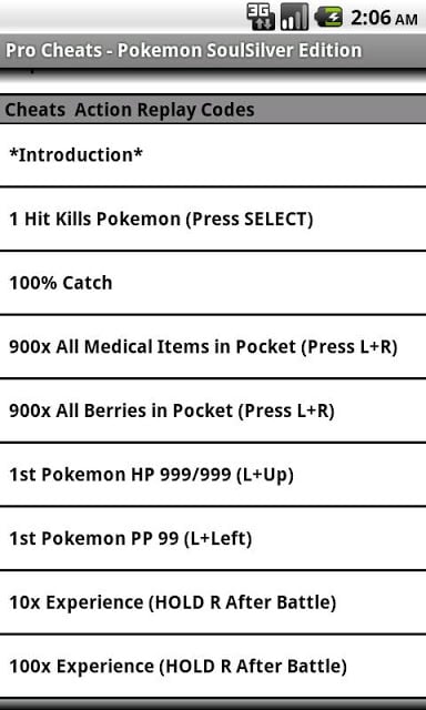 Pro Cheats: Pokemon SoulSilver截图1