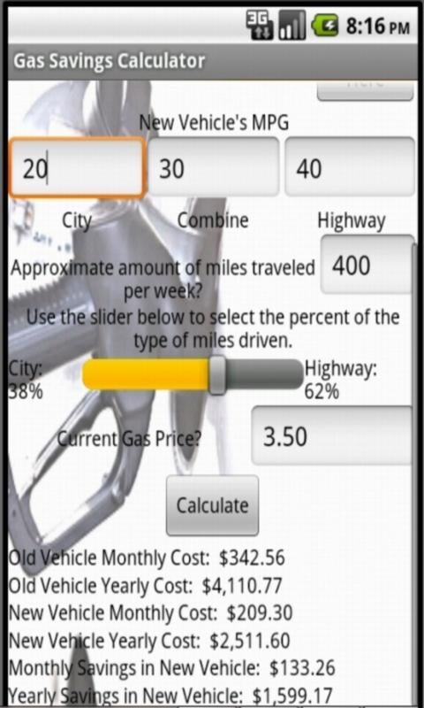 Gas Savings Calculator截图2