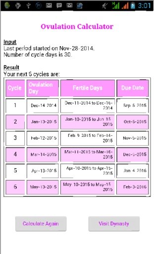 Ovulation Period Calculator截图3