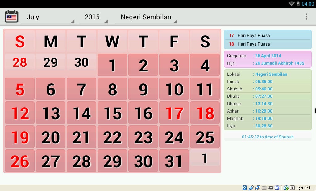 Kalendar Malaysia 2015 -...截图3