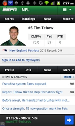 Tebow Football Widget截图3