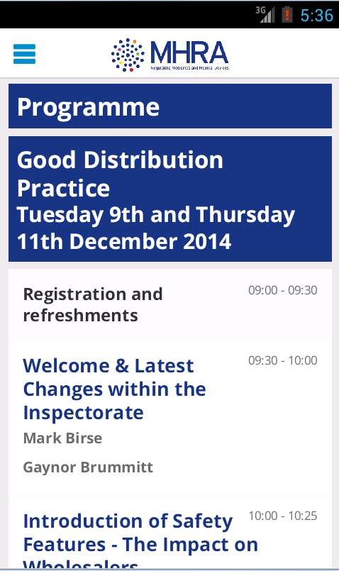 MHRA GMP/GDP 2014 - Event App截图2