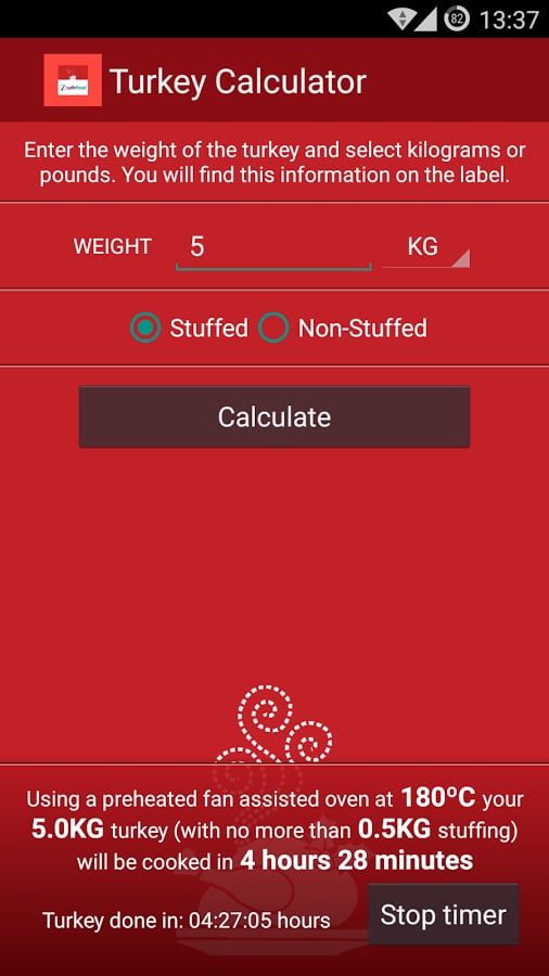 Turkey cooking time calc...截图1