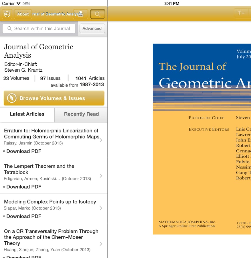 Journal of Geometric Ana...截图1