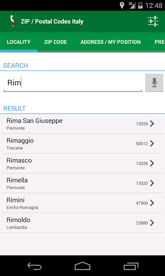 ZIP / Postal Codes Italy截图1