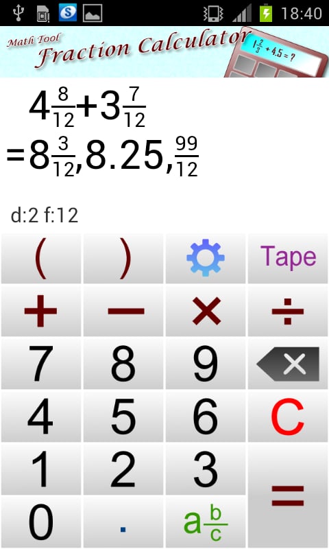 Math Tool Fraction Calcu...截图3