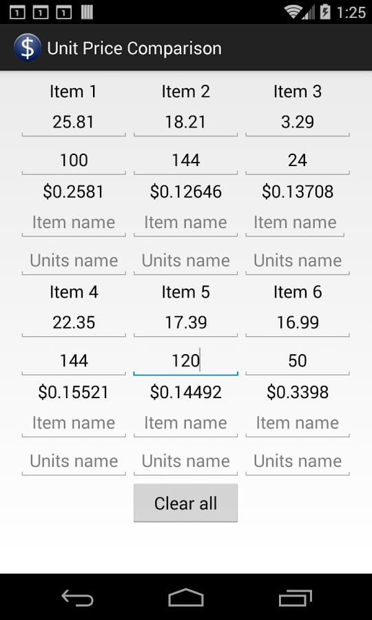 Unit Price Comparison截图2