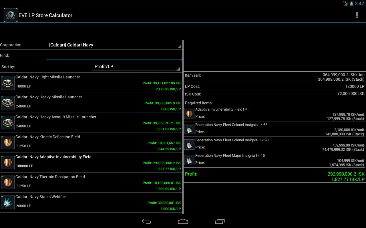 EVE LP Store Calculator截图7