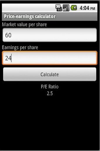 P/E(price-earnings) Calculator截图2