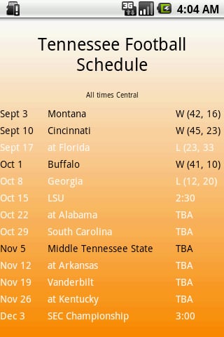 Tennessee Football Sched...截图1